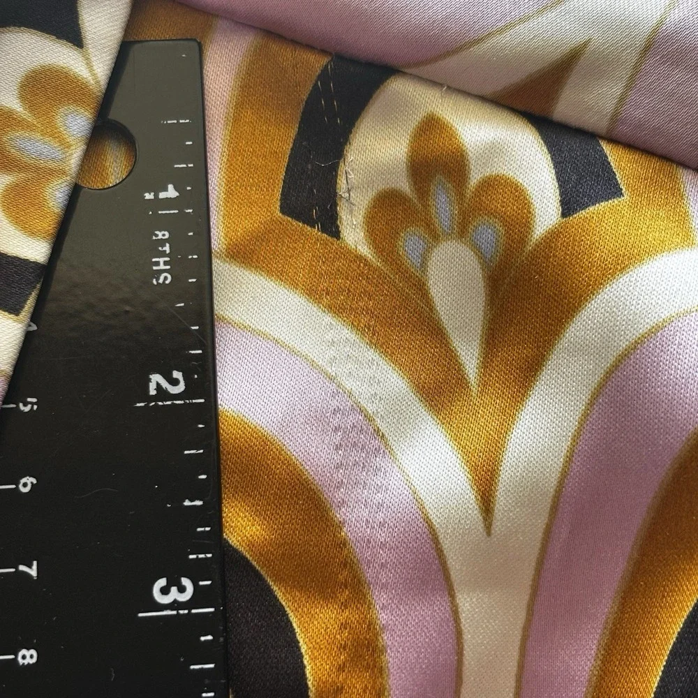 House of Harlow 1960 Blouse Top XL Art Deco Button Up Pink Gold Satin Retro READ - Picture 16 of 16